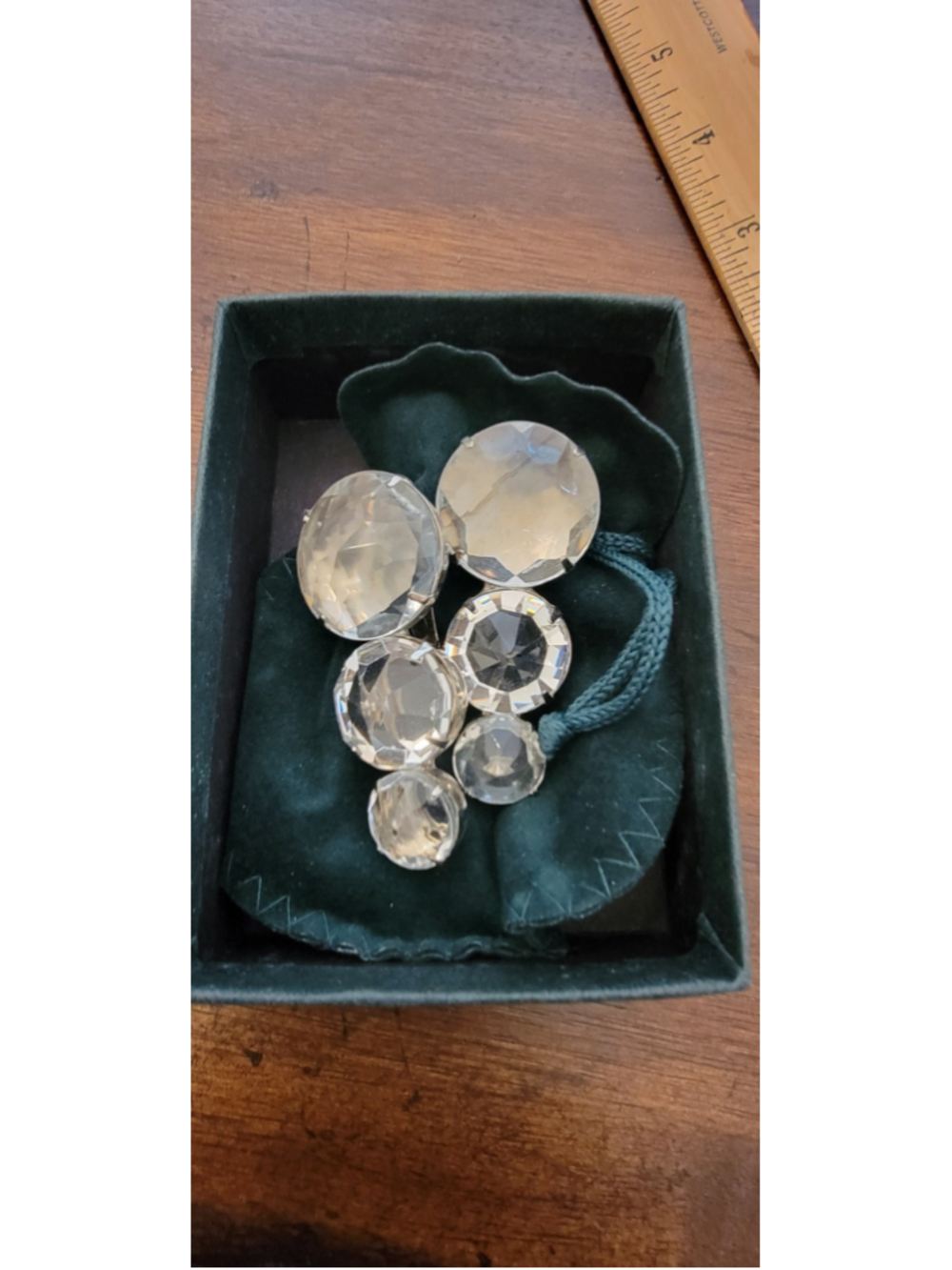 Vintage Oversized Clear Crystal Rhinestone Clip On Earrings Silver Tone Glam